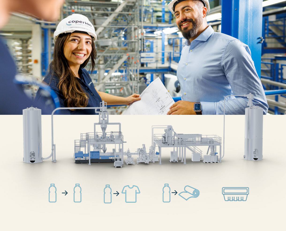 PET recycling and reprocessing extrusion line